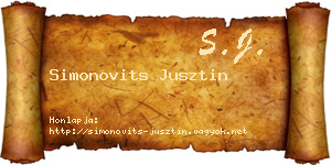 Simonovits Jusztin névjegykártya